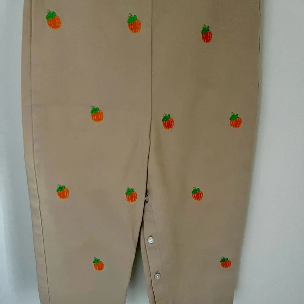 Boys 2T Charming Beige Bodysuit with Orange Pumpkin Embroidery